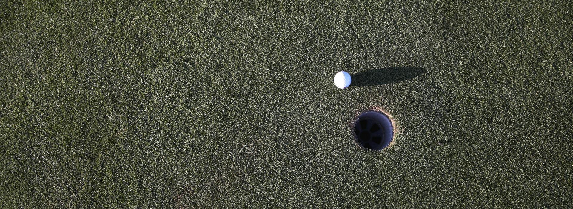 Golf ball on green